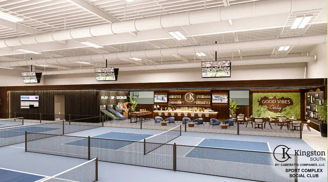 Rendering of the indoor pickleball courts in the Kingston South sports complex